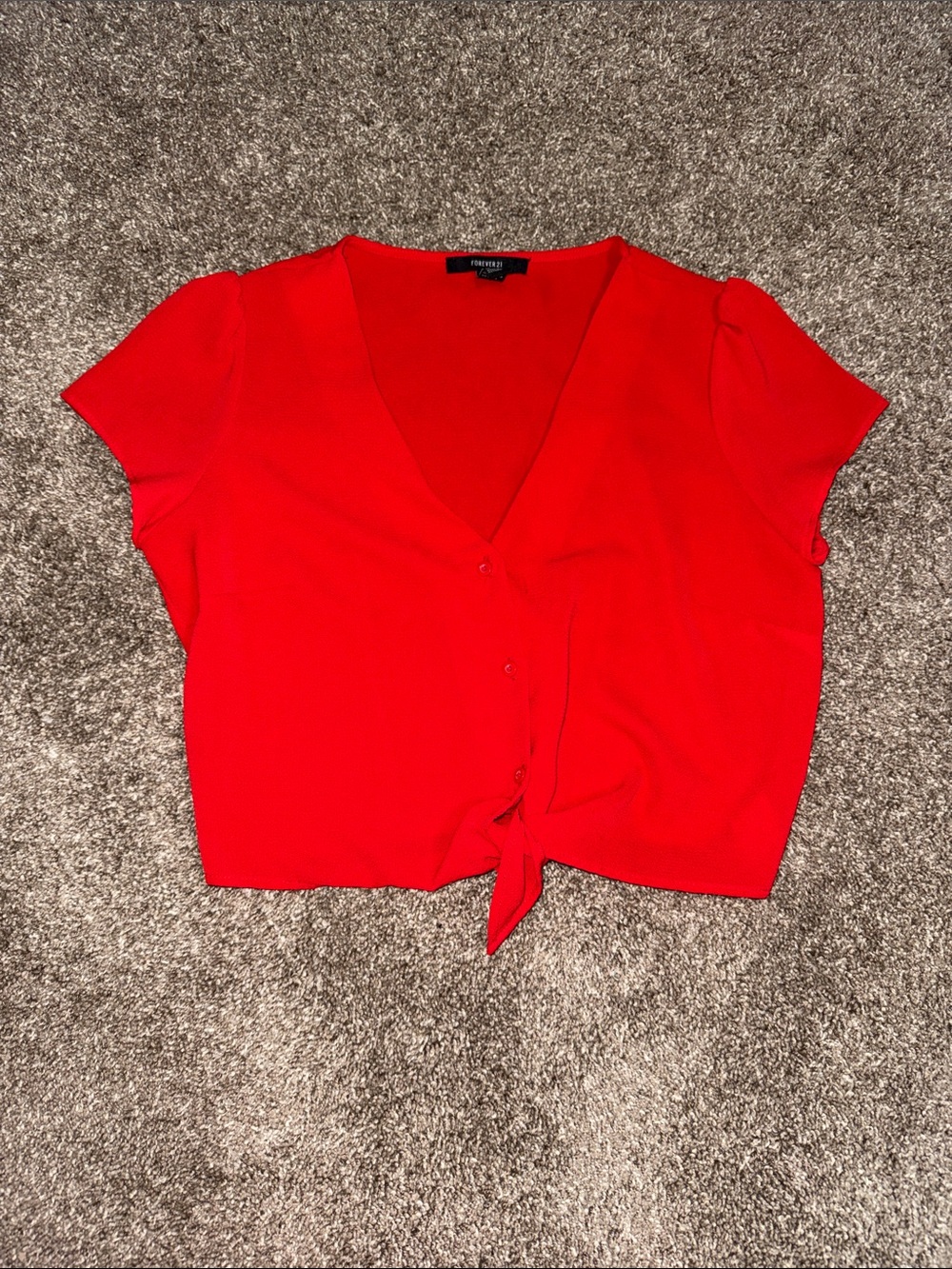 Forever 21 cropped red tie-front blouse